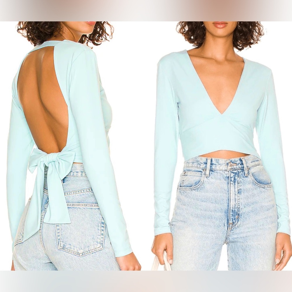 Susana Monaco NWT Long Sleeve Open Back Tie Back Crop Top